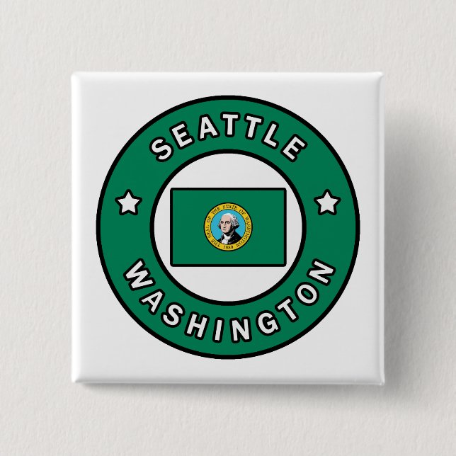 Seattle Washington 2 Inch Square Button (Front)