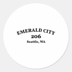 Seattle Washington Area Code 206 Emerald City Classic Round Sticker