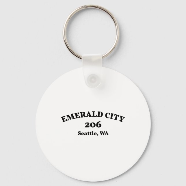 Seattle Washington Area Code 206 Emerald City  Keychain (Front)