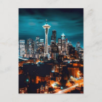 Seattle Washington City Skyline at Night