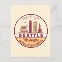 Seattle Washington City Skyline Emblem