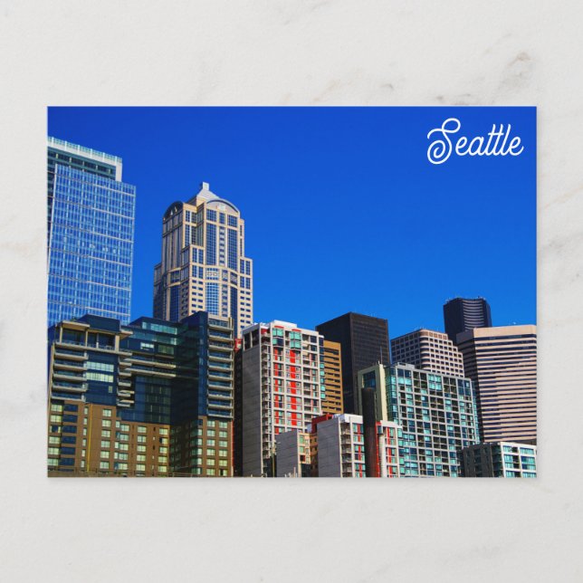 Seattle Washington City Skyline Travel Photo Postcard (Front)