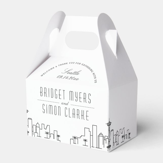 Seattle, Washington | City Skyline Wedding  Favor Box (Front Side)