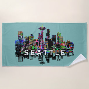 Seattle, Washington covered in graffiti  Beach Towel