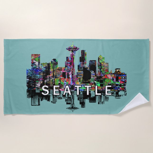 Seattle, Washington covered in graffiti  Beach Towel (Front)