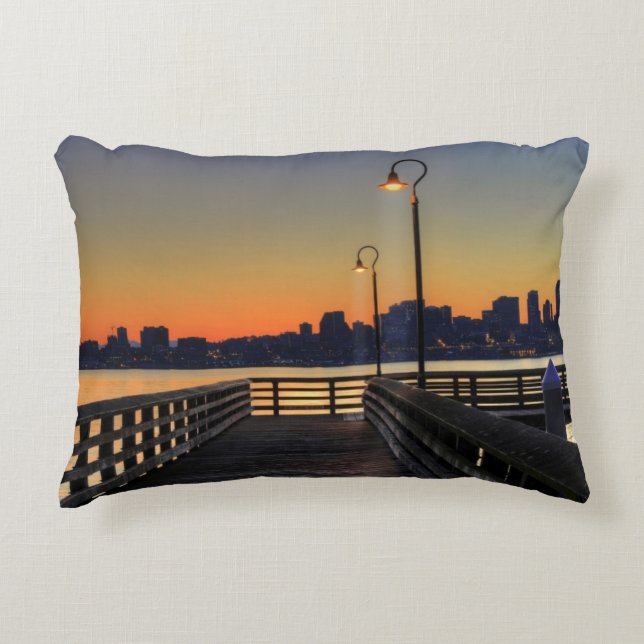 Seattle Washington Downtown Skyline Accent Pillow (Front)