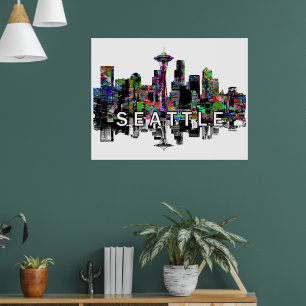 Seattle, Washington in graffiti Poster