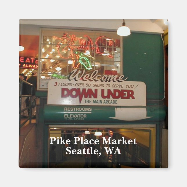 Seattle, Washington Interior of Pike Place Market Magnet (Front)