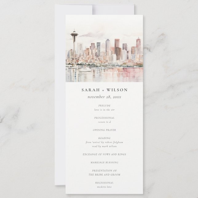 Seattle Washington Landscape Wedding Program (Front)