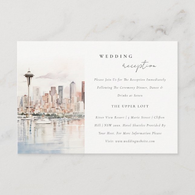 Seattle Washington Landscape Wedding Reception Enclosure Card (Front)
