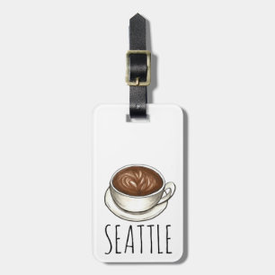 Seattle Washington Latte Coffee Cup Personalized Luggage Tag