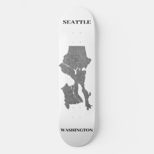 Seattle, Washington Map Art Skateboard