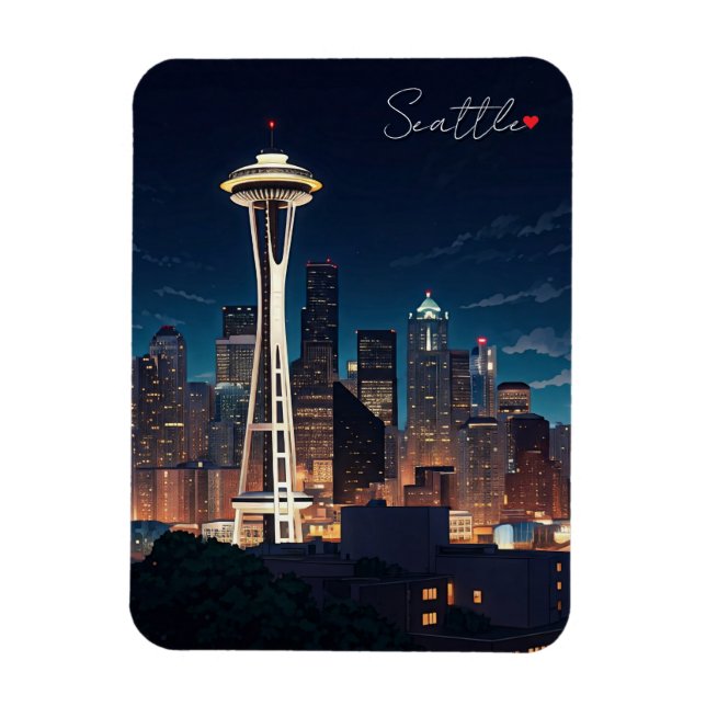 Seattle Washington Night Magnet (Vertical)