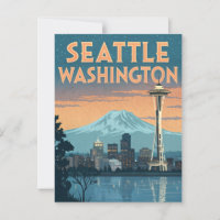 Seattle Washington Retro Skyline