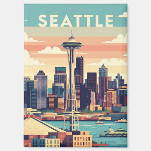 Seattle Washington Retro Vintage Magnet