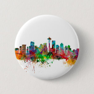 Seattle Washington Skyline 2 Inch Round Button