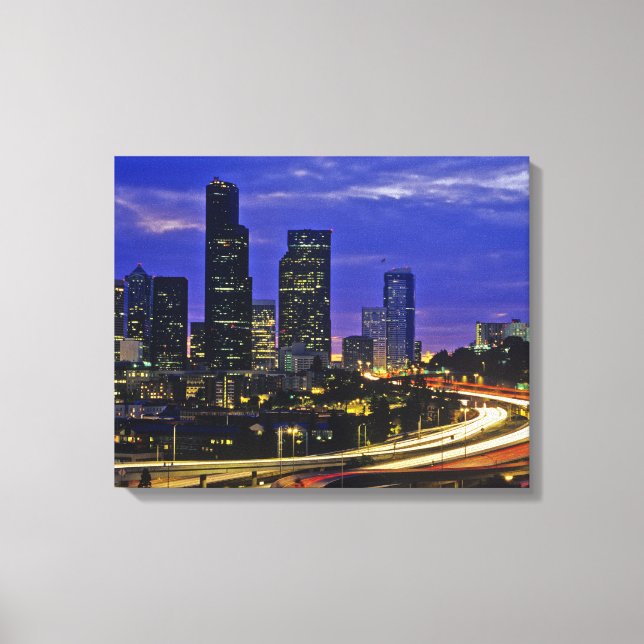 Seattle, Washington skyline at night Canvas Print (Front)