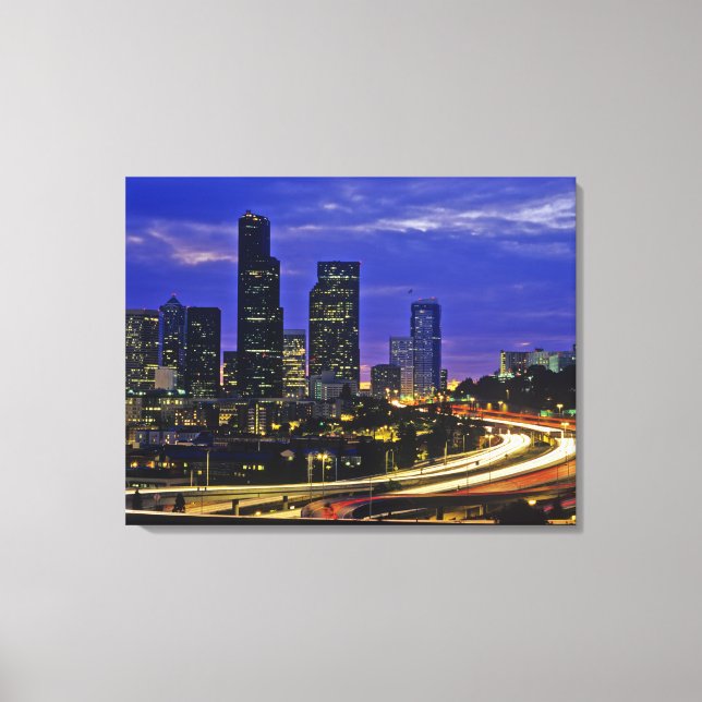 Seattle, Washington skyline at night Canvas Print (Front)