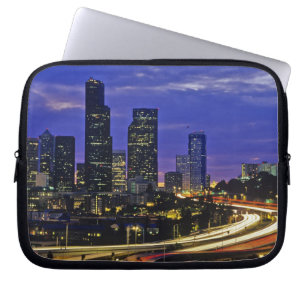 Seattle, Washington skyline at night Laptop Sleeve
