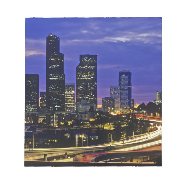 Seattle, Washington skyline at night Notepad (Front)