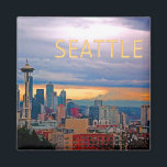 Seattle Washington Skyline at Sunset TEXT SEATTLE Magnet<br><div class="desc">Images from AROUND THE WORLD for those who already globe trot,  or those wishing and planning for future trips.</div>