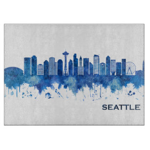 Seattle Washington Skyline Blue Cutting Board