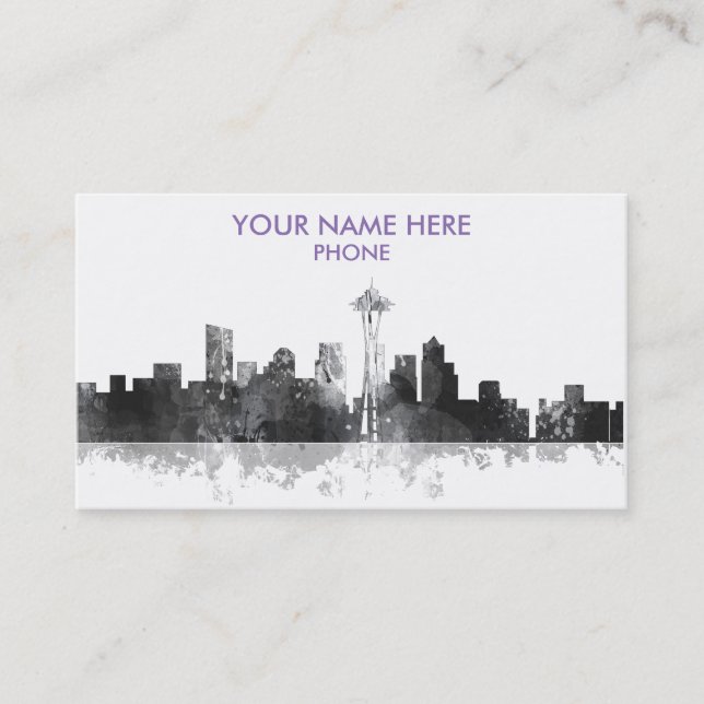 SEATTLE WASHINGTON SKYLINE -Business cards (Front)