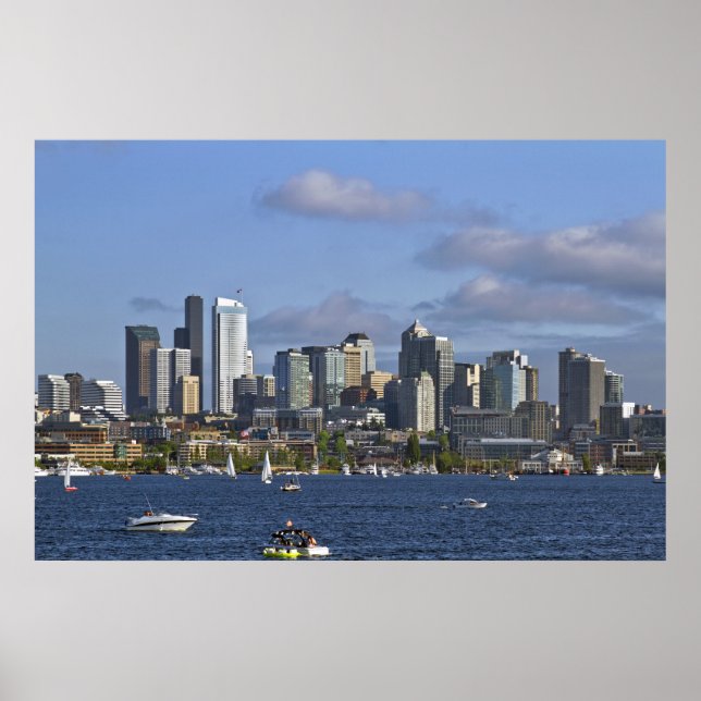 Seattle Washington Skyline by Lake Union Poster (Front)