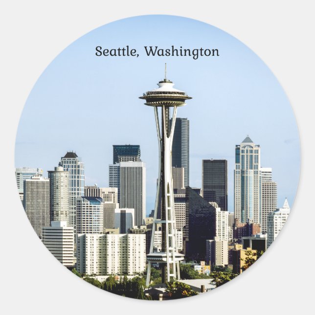 Seattle, Washington skyline Classic Round Sticker (Front)