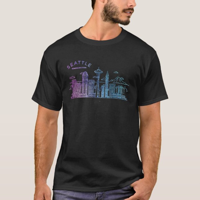 Seattle Washington Skyline For Tourists And Citize T-Shirt (Front)