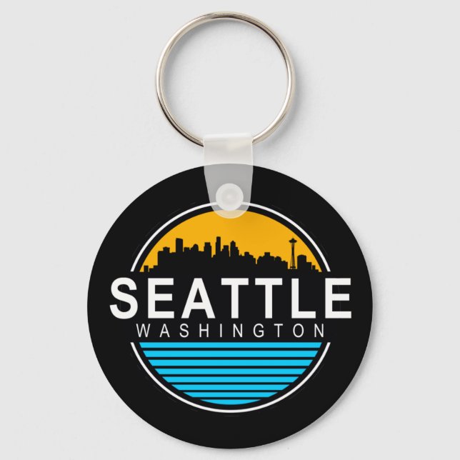 Seattle Washington Skyline  Keychain (Front)