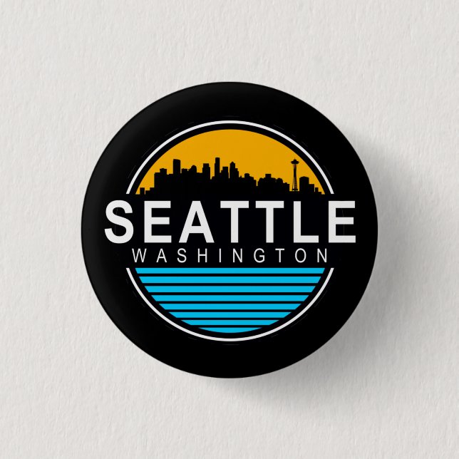 Seattle Washington Skyline  Keychain 1 Inch Round Button (Front)