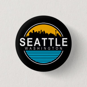 Seattle Washington Skyline  Keychain 1 Inch Round Button