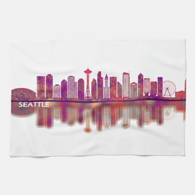 Seattle Washington Skyline Kitchen Towel (Horizontal)