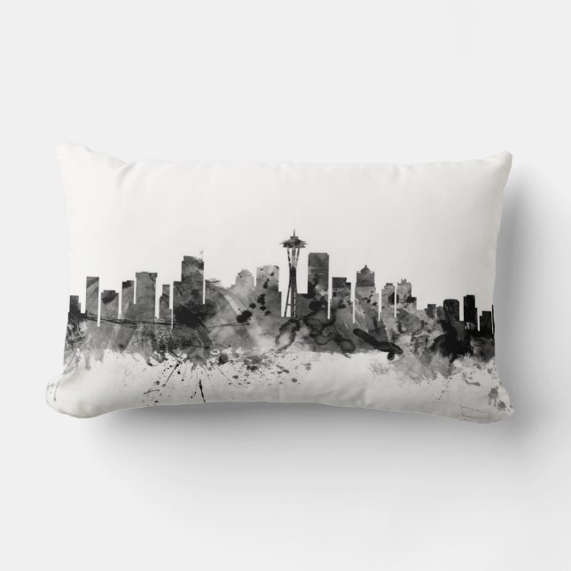 Seattle Washington Skyline Lumbar Pillow (Front)