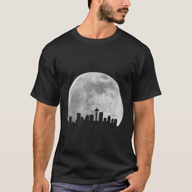 Seattle Washington Skyline Moon Pride Seattle T-Shirt (Front)
