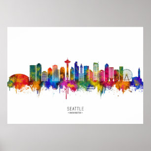 Seattle Washington Skyline Poster