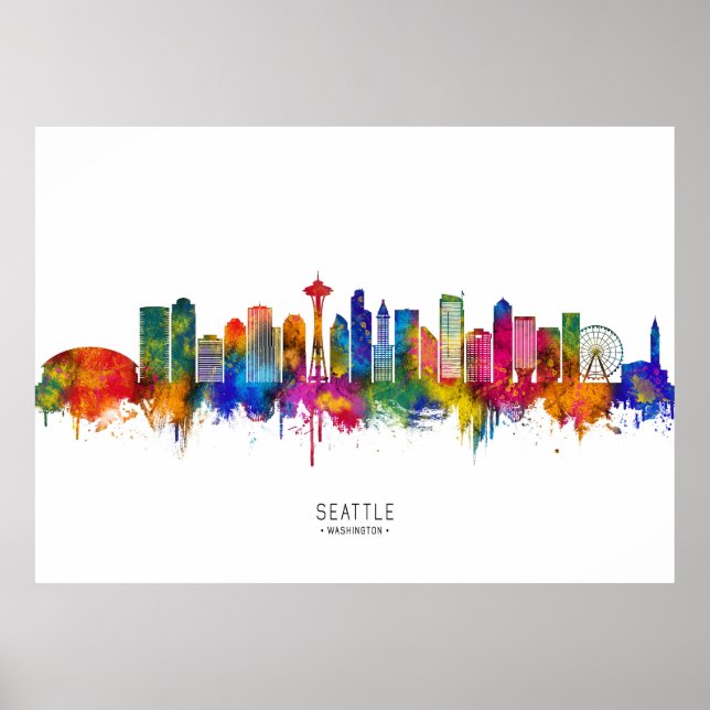 Seattle Washington Skyline Poster (Front)
