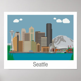 Seattle, Washington Skyline Print - Poster/Canvas