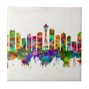Seattle Washington Skyline Tile