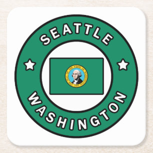 Seattle Washington Square Paper Coaster