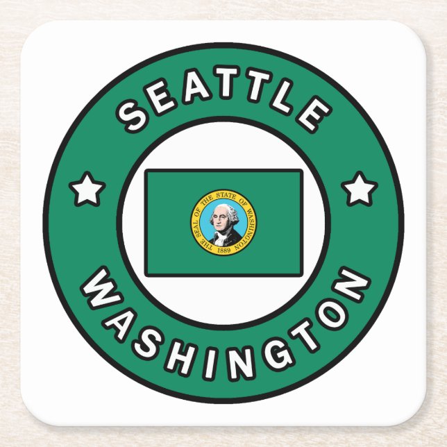 Seattle Washington Square Paper Coaster (Front)