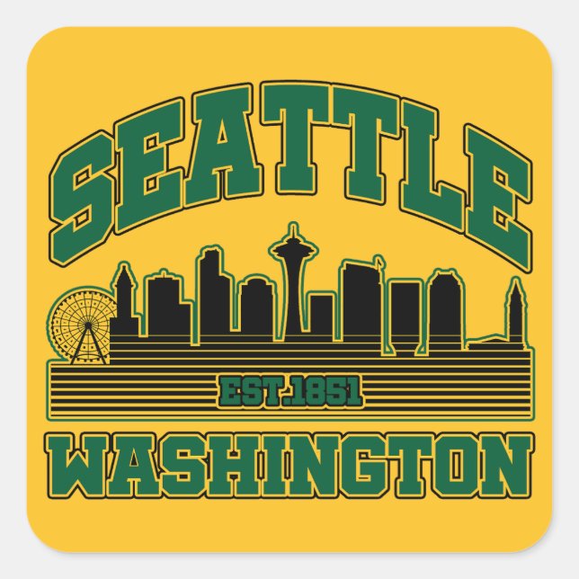 Seattle,Washington Square Sticker (Front)