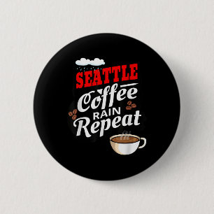 Seattle Washington State Coffee Drinker Rain 2 Inch Round Button