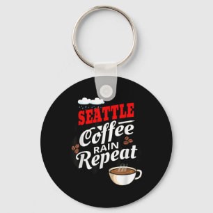 Seattle Washington State Coffee Drinker Rain Keychain