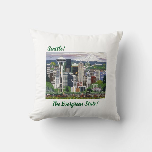Seattle Washington Throw Pillow (Front)