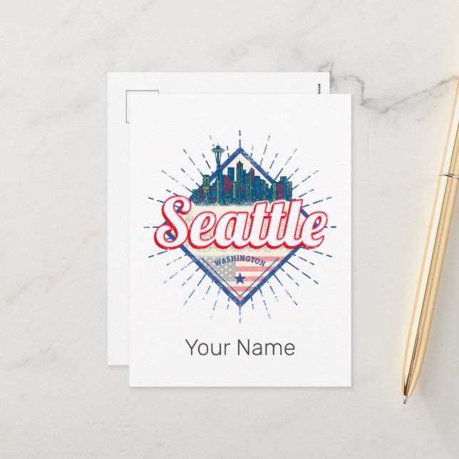 Seattle Washington United States City Skyline USA Holiday Postcard (Front/Back In Situ)