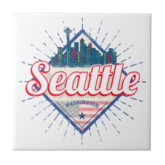 Seattle Washington United States City Skyline USA Tile (Front)