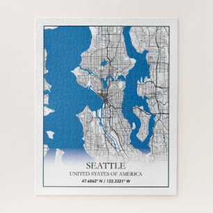 Seattle Washington USA Travel City Map Jigsaw Puzzle