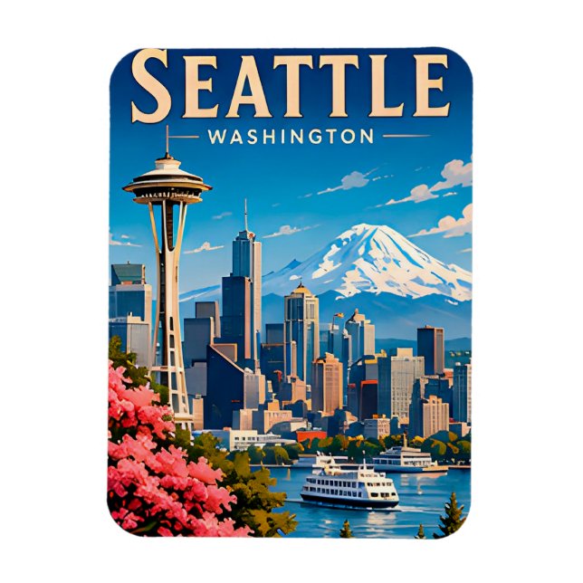 ☕ Seattle Washington Vacation Memory Magnet (Vertical)